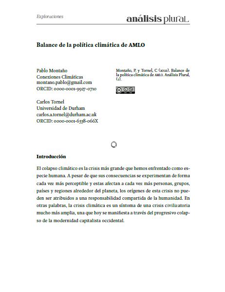 Pablo Montaño y Carlos Tornel - Balance de la política climática de AMLO